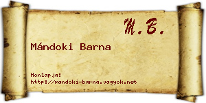 Mándoki Barna névjegykártya