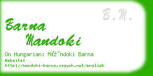 barna mandoki business card
